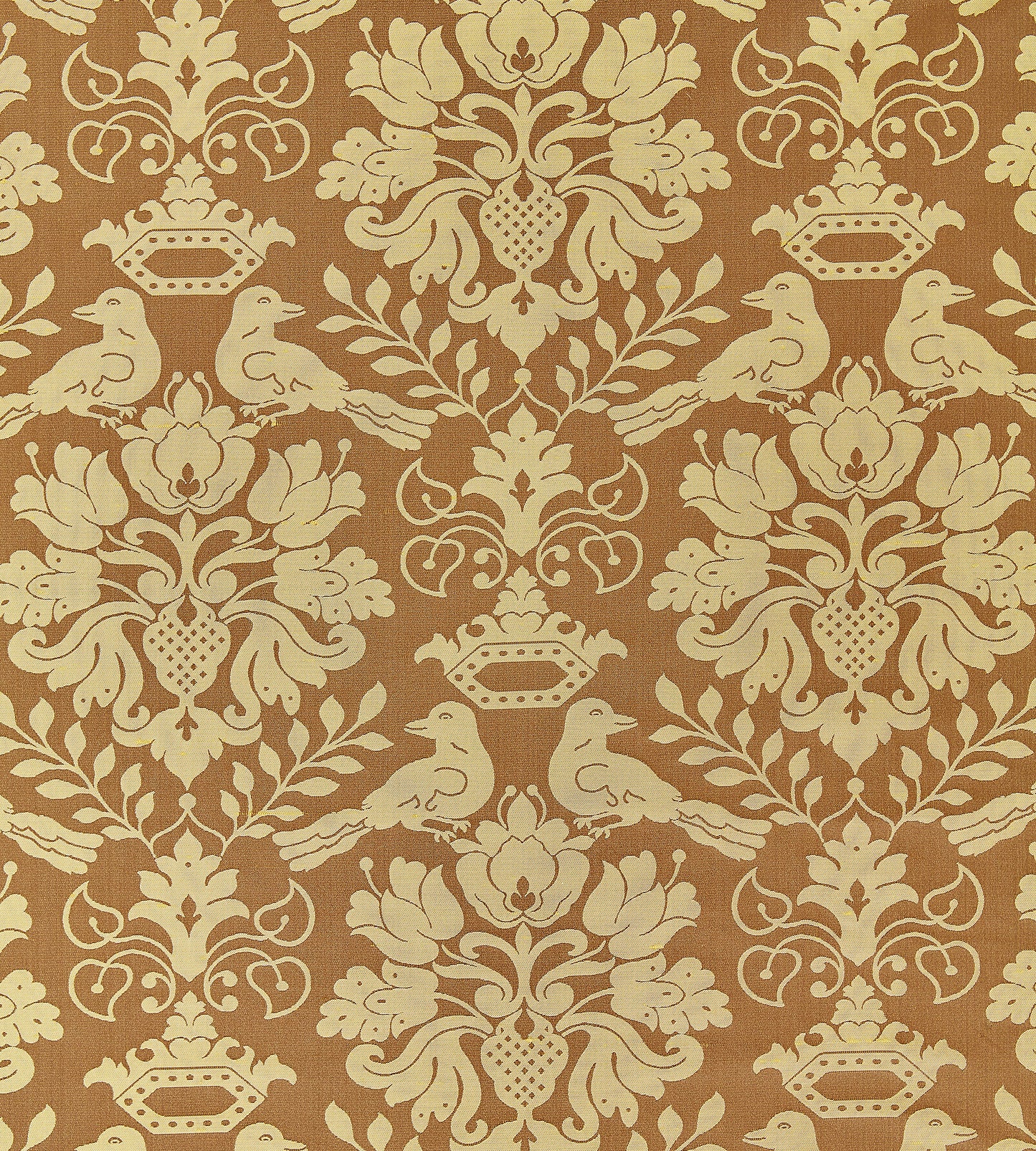 Purchase Scalamandre Fabric Item# SC 00131098MM, Love Bird Chocolate & Gold 1