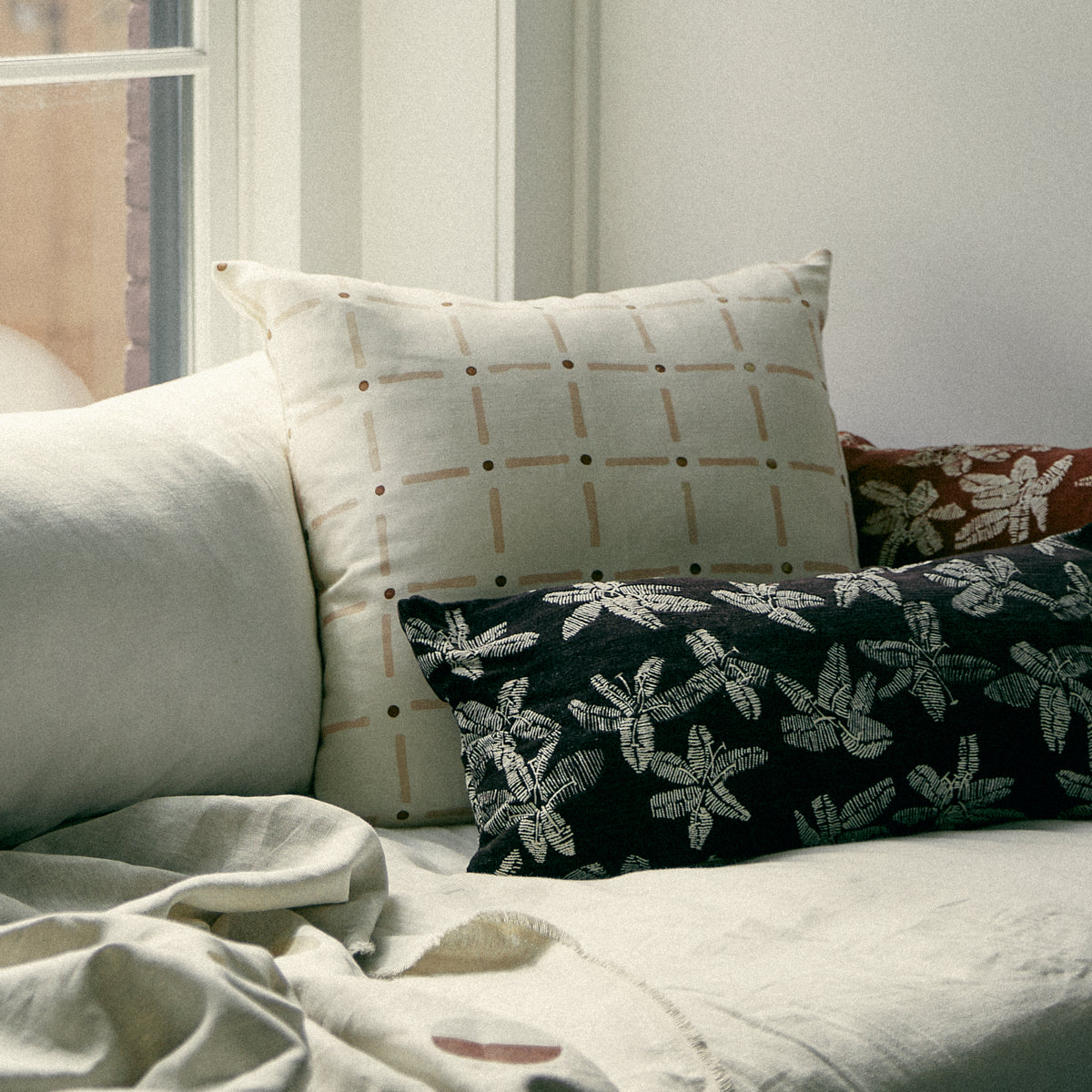 Purchase So0001906 | Drifting Grid Pillow, Sky - Schumacher Pillows