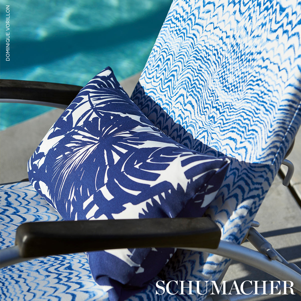 Purchase So18107014 | Palisades Palm Print I/O Pillow, Indigo - Schumacher Pillows