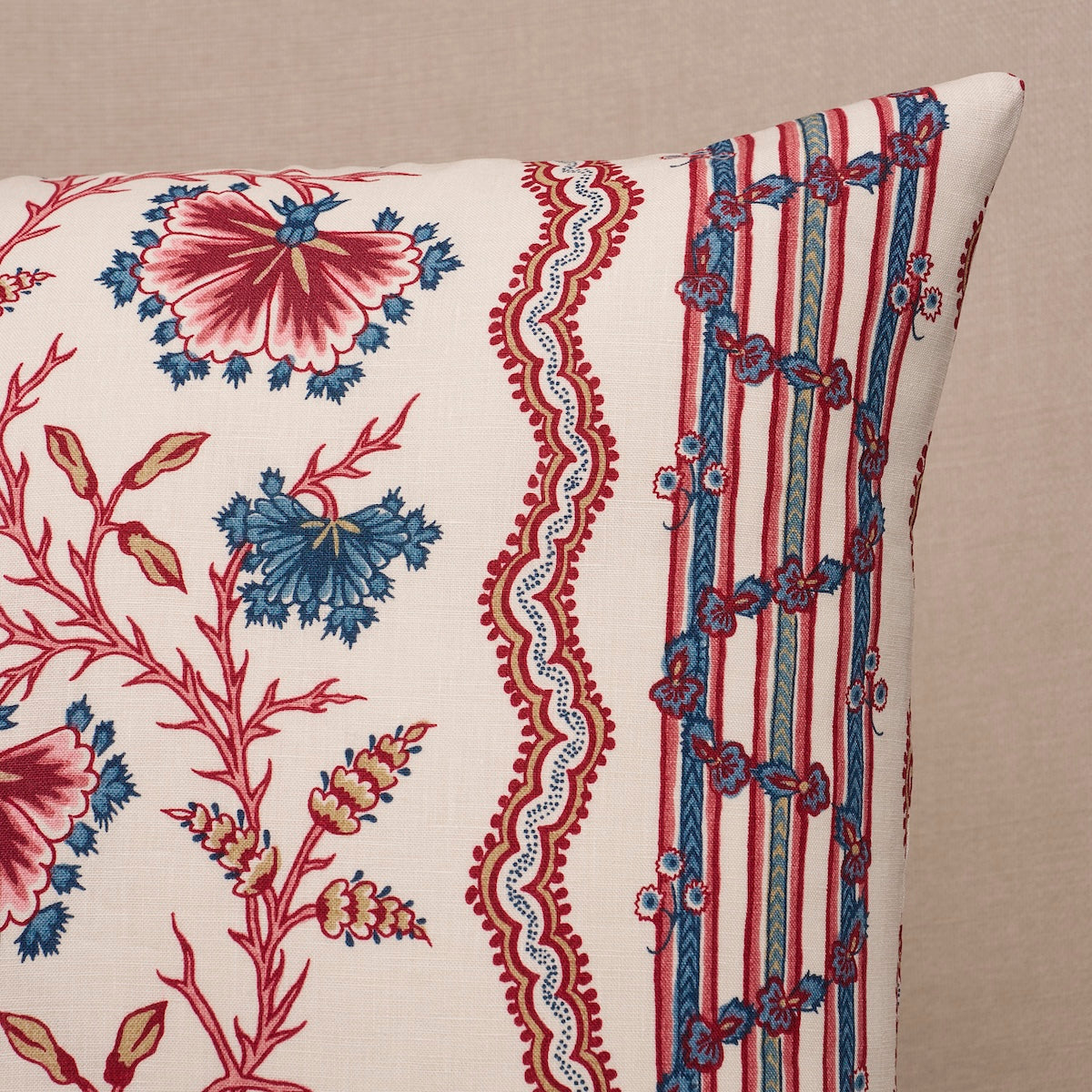Purchase So18271004 | Parvati Floral Stripe Pillow, Vermillion - Schumacher Pillows