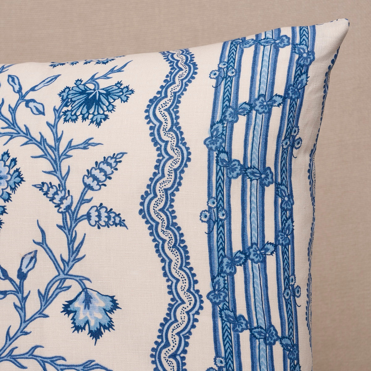 Purchase So18271204 | Parvati Floral Stripe Pillow, Delft - Schumacher Pillows