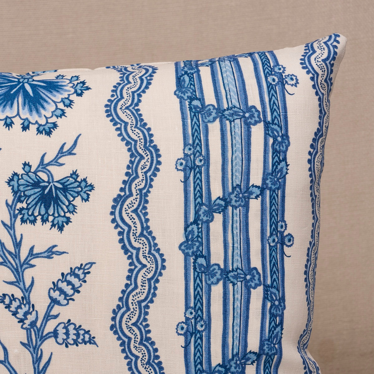 Purchase So18271215 | Parvati Floral Stripe Pillow, Delft - Schumacher Pillows