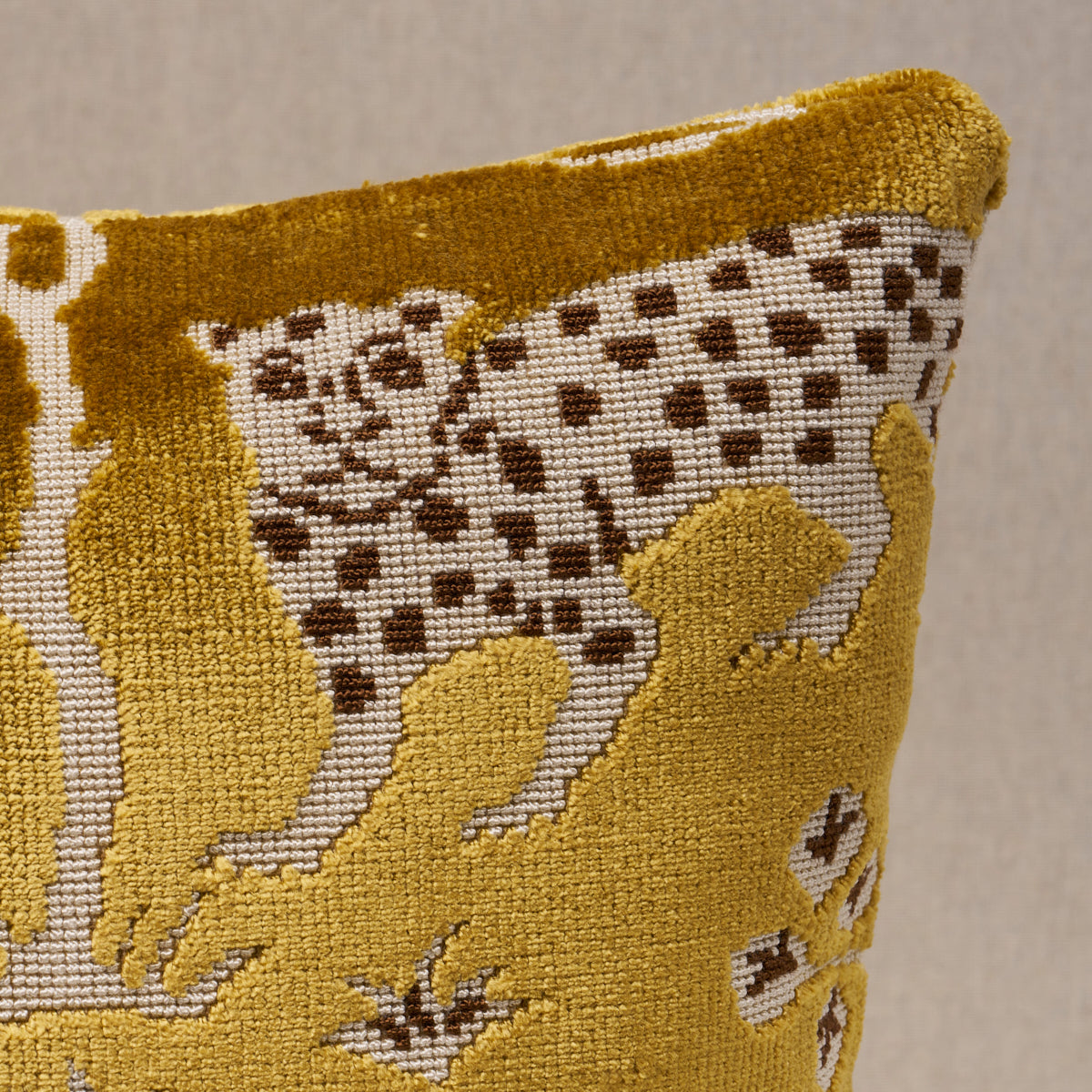 Purchase So8008118 | Woodland Leopard Velvet Pillow, Gold - Schumacher Pillows
