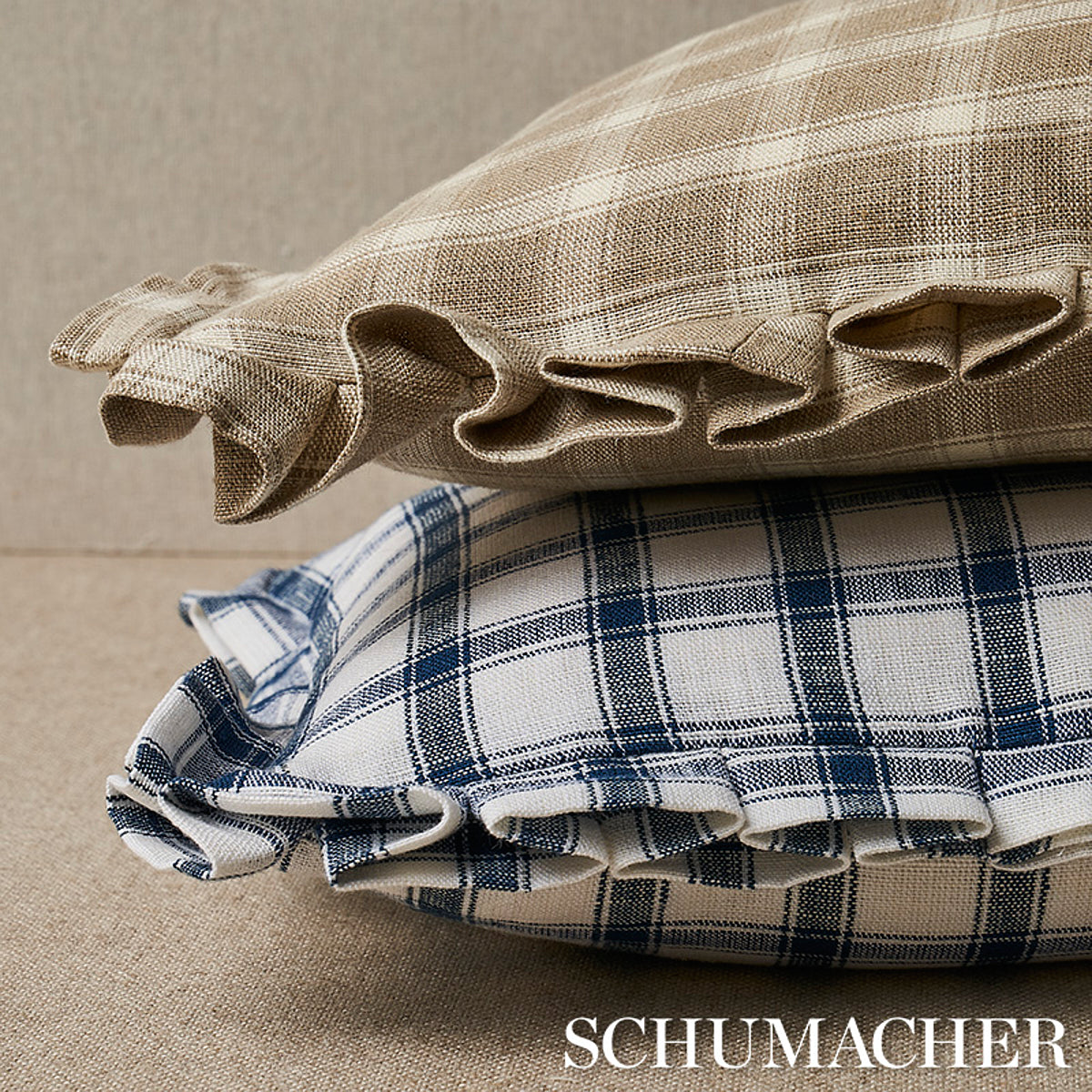 Purchase So8145113 | Crawford Check Pillow, Indigo - Schumacher Pillows