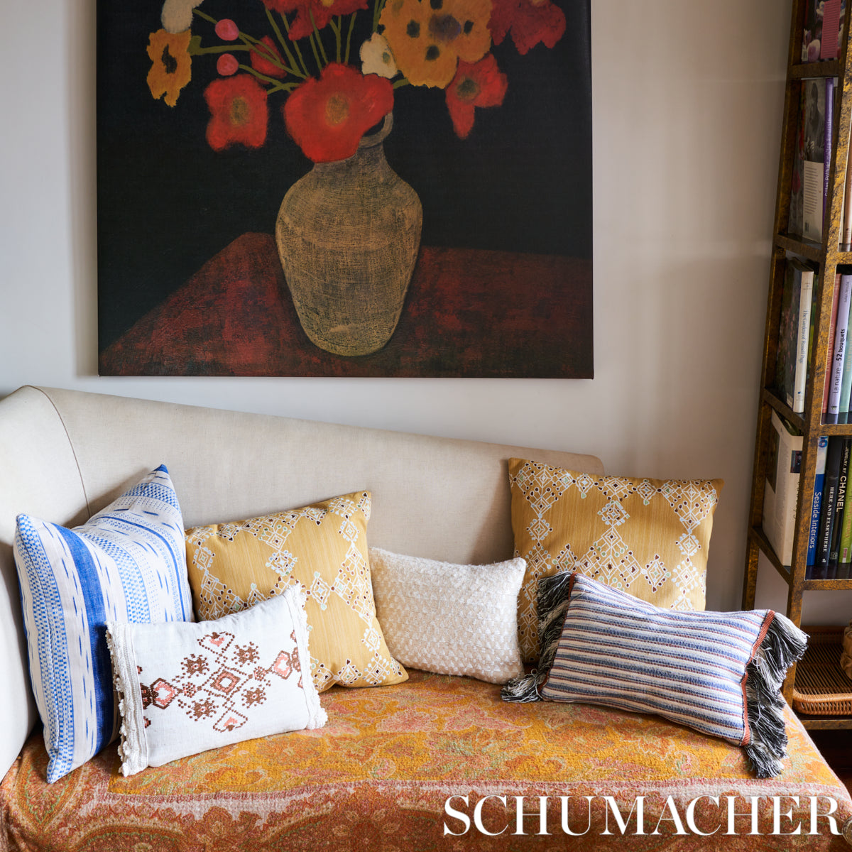 Purchase So8208205 | Kalindi Embroidery Pillow, Saffron - Schumacher Pillows