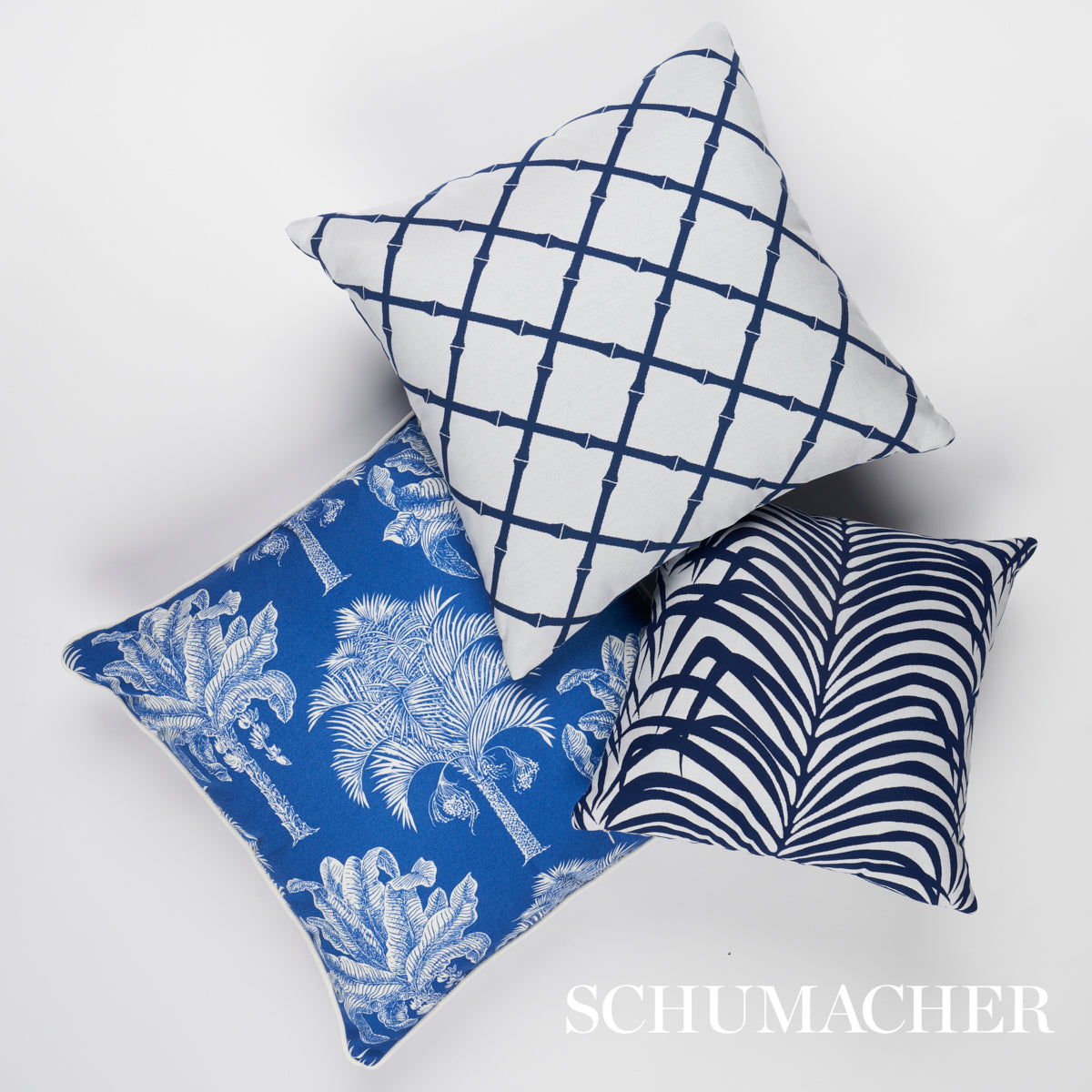 Purchase So8278103 | Zebra Palm I/O Pillow, Navy - Schumacher Pillows