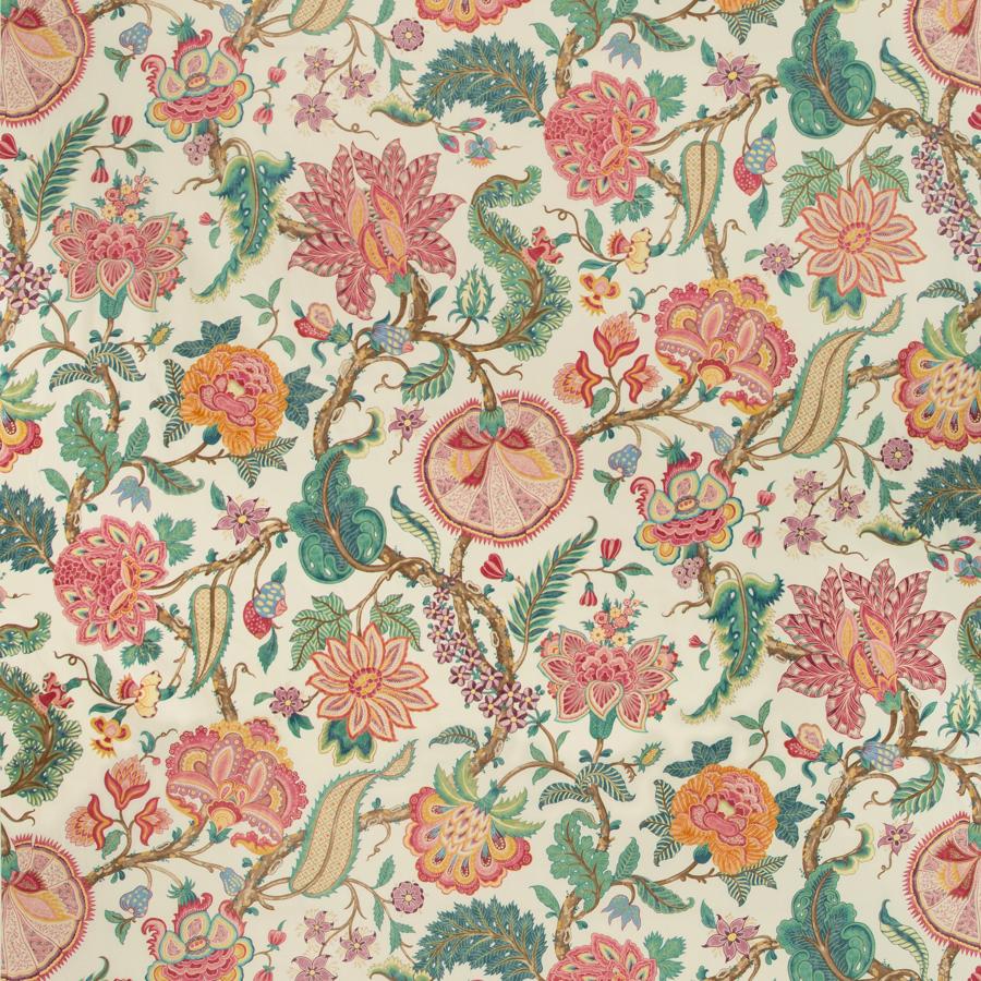 Sample 8019128-347 Saranda Print Jewel Botanical Brunschwig and Fils Fabric