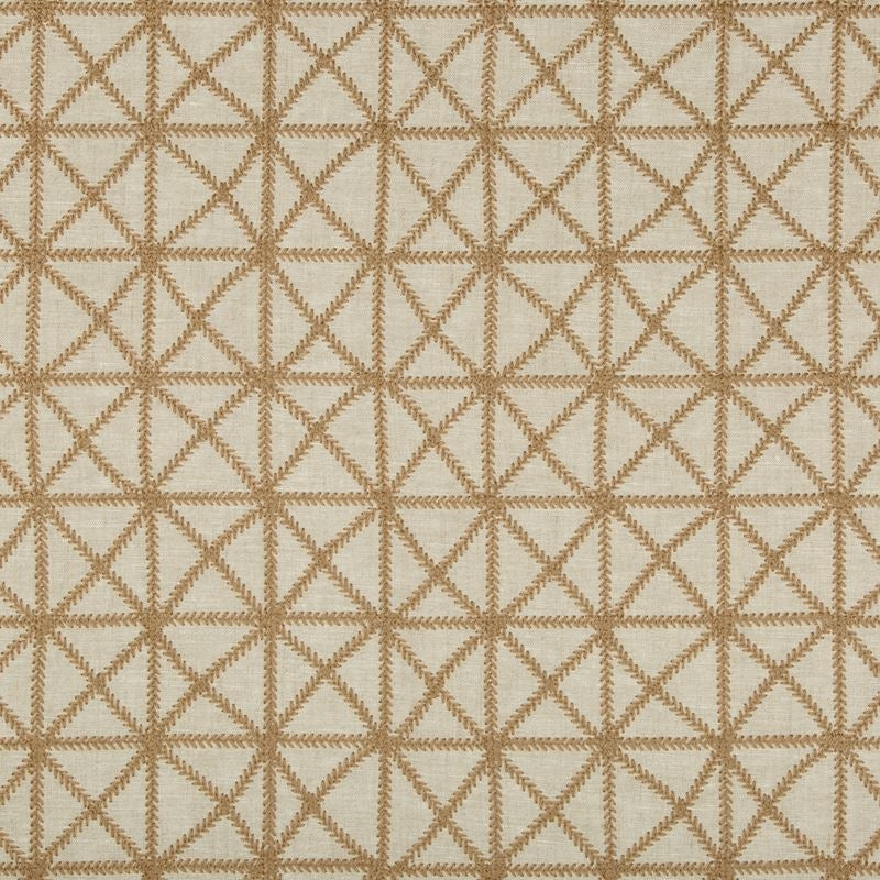 Sample 4571.616.0 X-Grid Linen Camel Drapery Geometric Fabric by Kravet Design