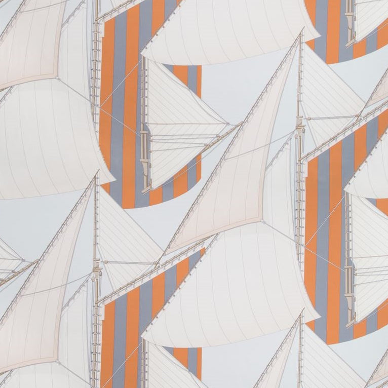 Sample 2018136.225.0 St Tropez Print, Slate Spice Multipurpose Fabric by Lee Jofa