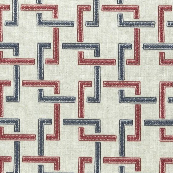 Sample F0960-03 Sekai Indigo/Red Clarke And Clarke Fabric