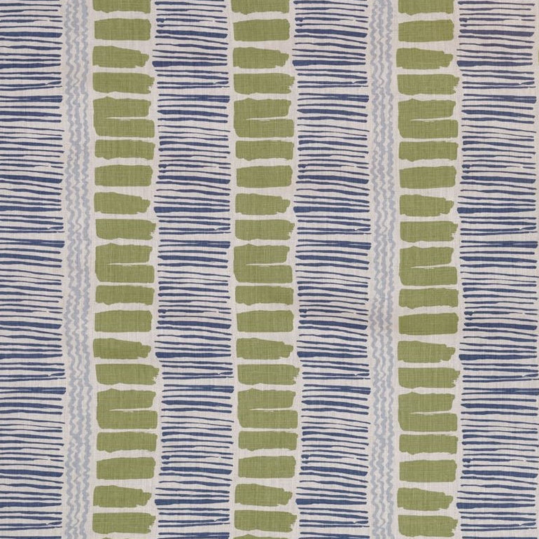 Sample BFC-3624.235 BLITHFIELD Saltaire Lime/Indigo/Blue Contemporary Lee Jofa Fabric