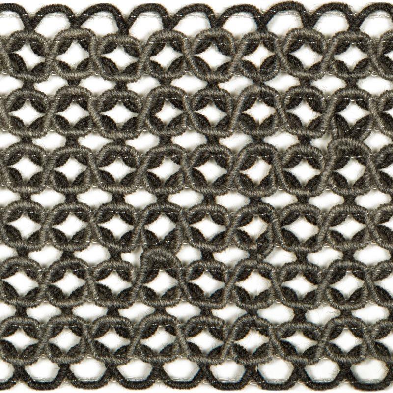 Sample T30790.818.0 Hammock Border Graphite Charcoal Trim Fabric by Kravet Design
