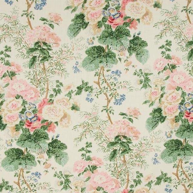 Sample 7129.LJ.0 Hollyhock Hdb, White Coral Multipurpose Fabric by Lee Jofa