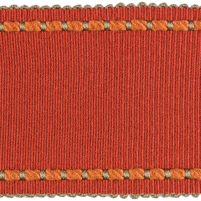 Sample T30733.24.0 Cable Edge Band Spice Coral Trim Fabric by Kravet Design