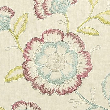 Sample F0940-04 Richmond Raspberry/Duckegg Clarke And Clarke Fabric