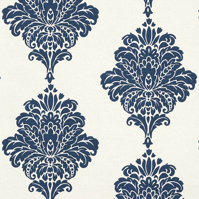 Save T13014 Arturo Damask Navy by Thibaut Wallpaper
