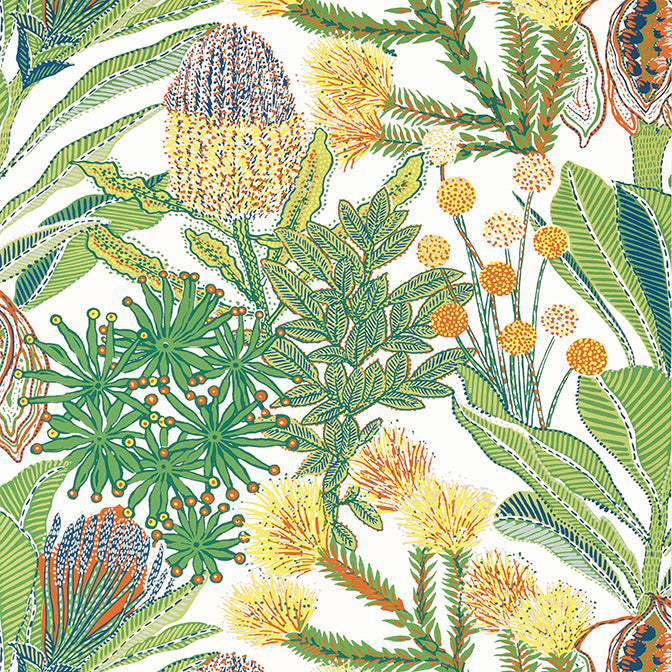 Purchase a sample of T13921 Protea, Palm Grove by Thibaut Wallpaper