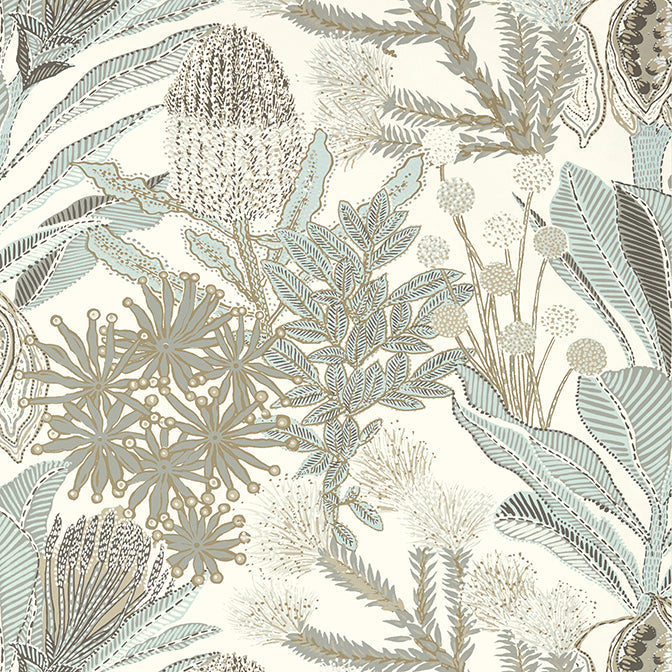 Purchase a sample of T13924 Protea, Palm Grove by Thibaut Wallpaper