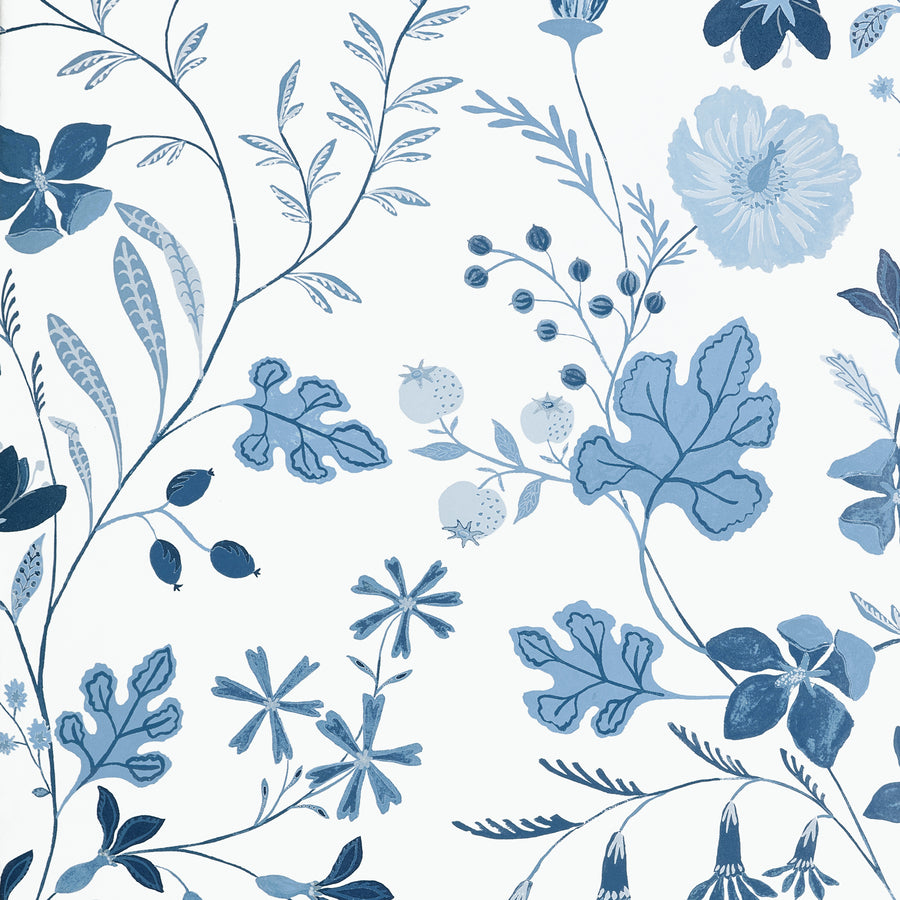 Search Thibaut Wallpaper Pattern# T14626 pattern name Bloom color name Blue and White.