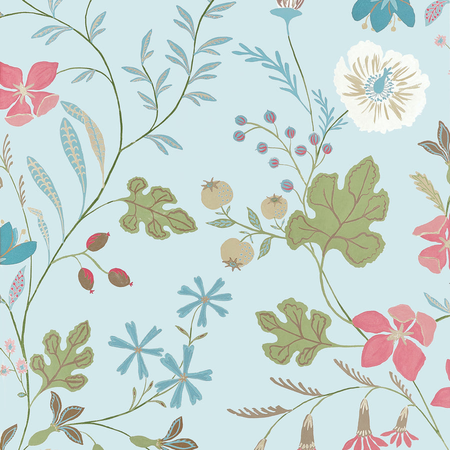 Select Thibaut Wallpaper Product T14627 pattern name Bloom color name Spa Blue.