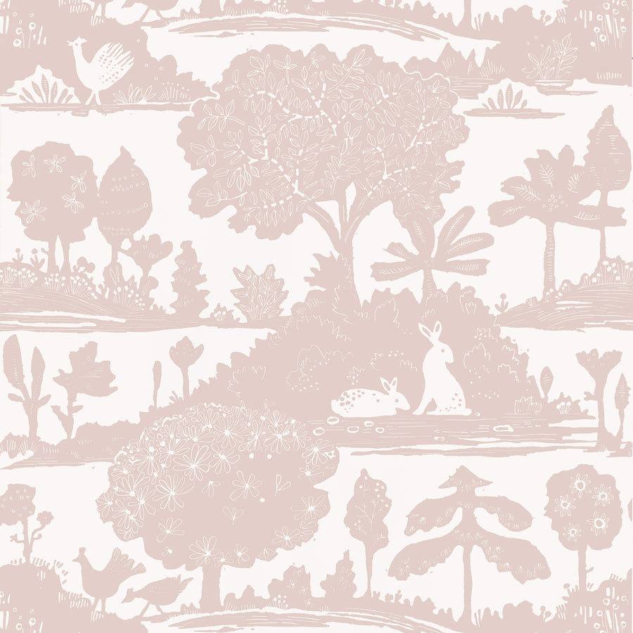 Select Thibaut Wallpaper Item T14649 pattern name La Foret color name Blush.
