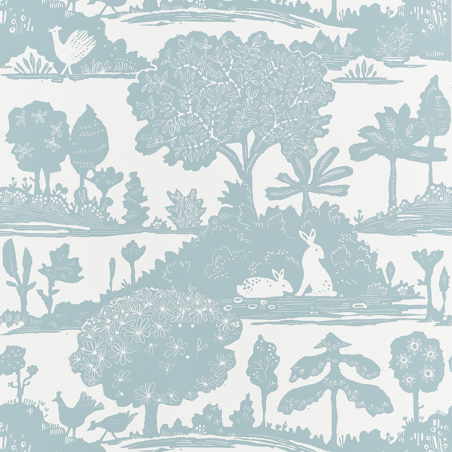 Order Thibaut Wallpaper Pattern T14650 pattern name La Foret color name Spa Blue.