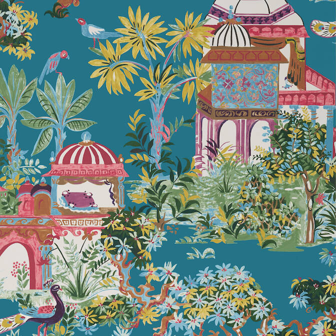 Purchase a sample of T20822 Mystic Garden, Eden Teal by Thibaut Wallpaper