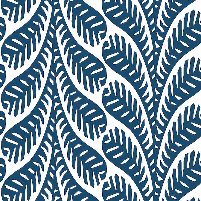 View T20827 Ginger Eden Navy by Thibaut Wallpaper