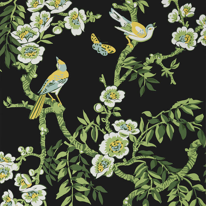 Purchase a sample of T20845 Yukio, Eden Black by Thibaut Wallpaper