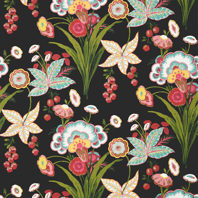 Select T20853 Pasadena Eden Black by Thibaut Wallpaper