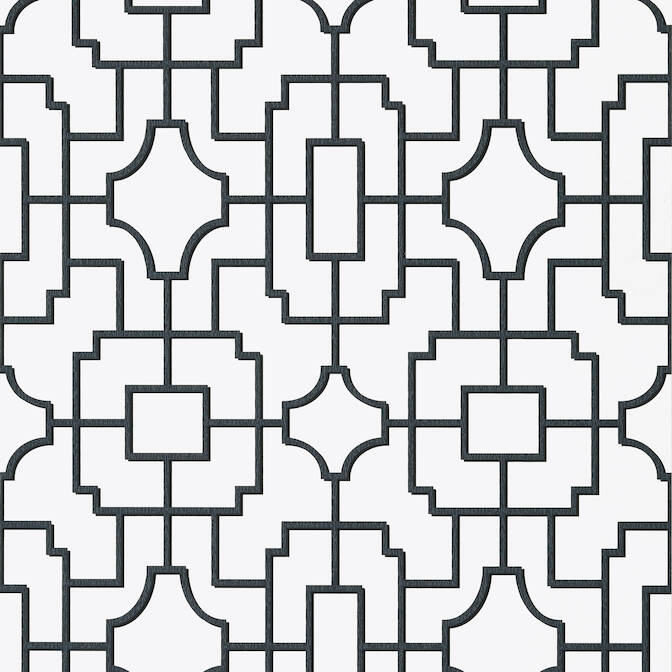 Purchase a sample of T20871 Fretwork, Eden Black by Thibaut Wallpaper