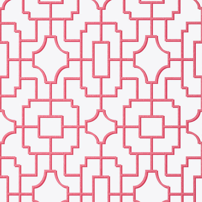 Purchase a sample of T20872 Fretwork, Eden Pink by Thibaut Wallpaper
