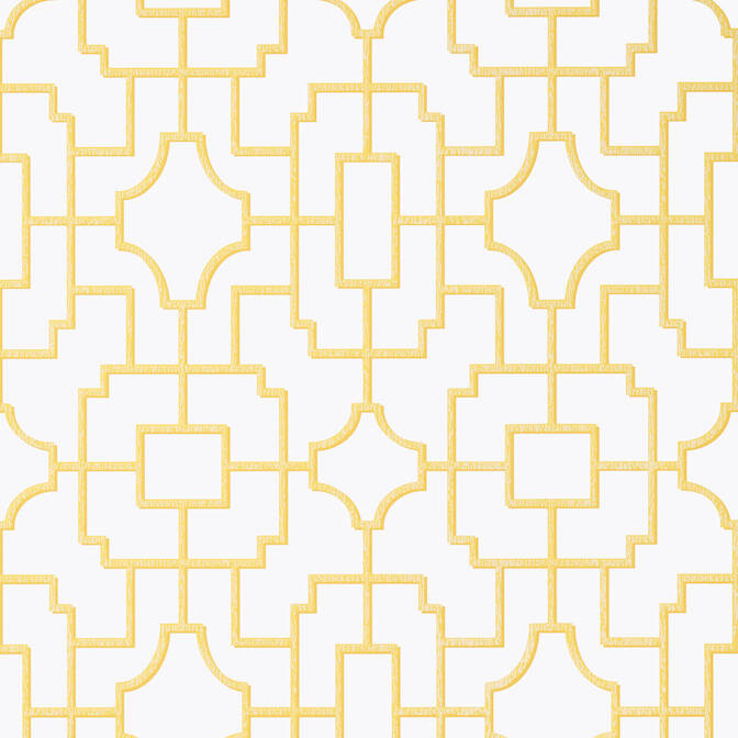Purchase a sample of T20873 Fretwork, Eden Yellow by Thibaut Wallpaper