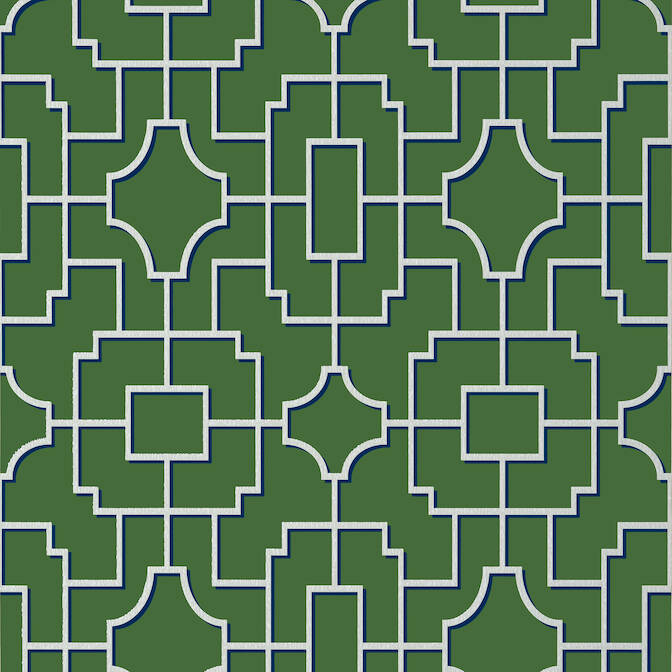 Purchase a sample of T20874 Fretwork, Eden Emerald by Thibaut Wallpaper