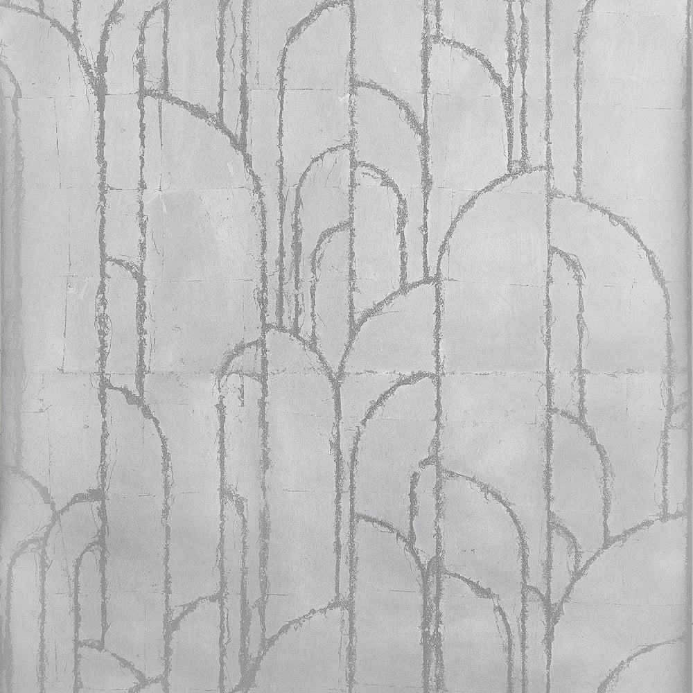 Find Thibaut Wallpaper SKU# T24417 pattern name Deco Moon color name Silver.