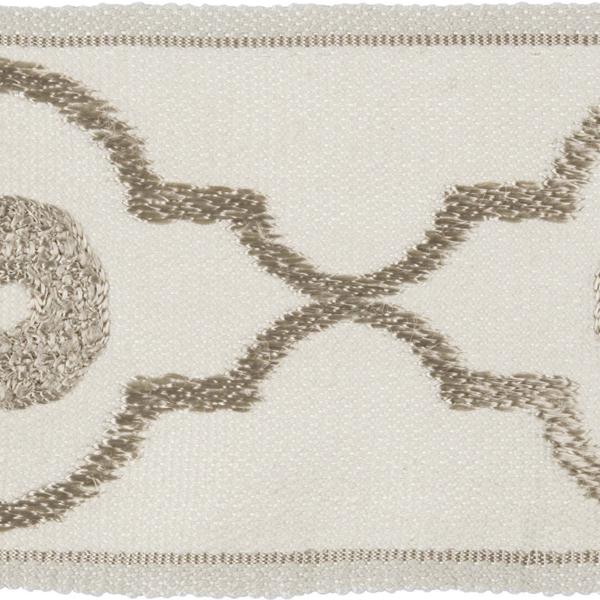 Sample T30745.11.0 Ogee Chain Dove Ivory Trim Fabric by Kravet Design