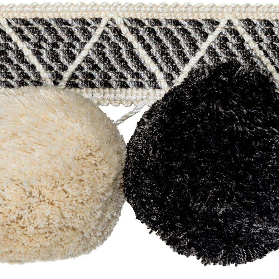 Sample T30804.81.0 Phuket Poms, Ivory Noir by Kravet Couture Fabric