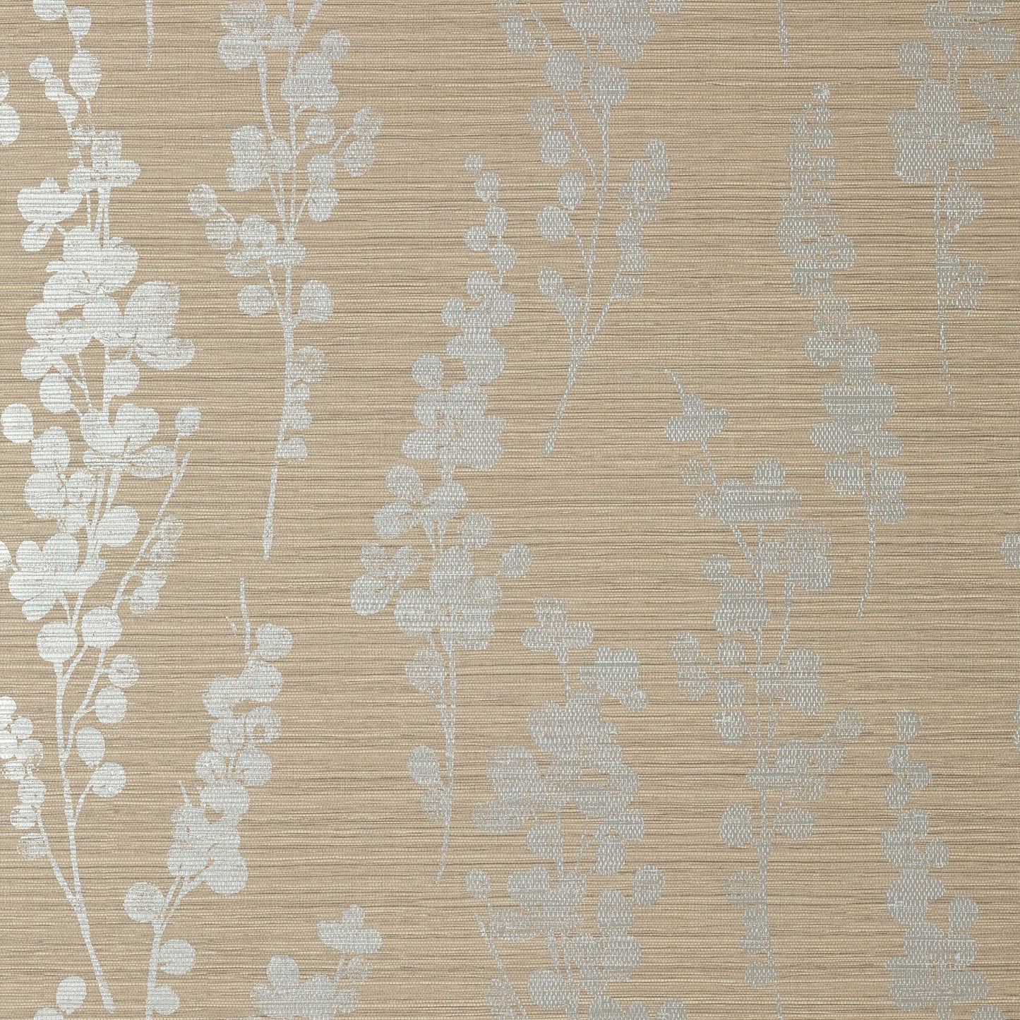 Purchase Thibaut Wallpaper Pattern number T41053 pattern name Spring Blooms color Metallic Silver on Taupe.