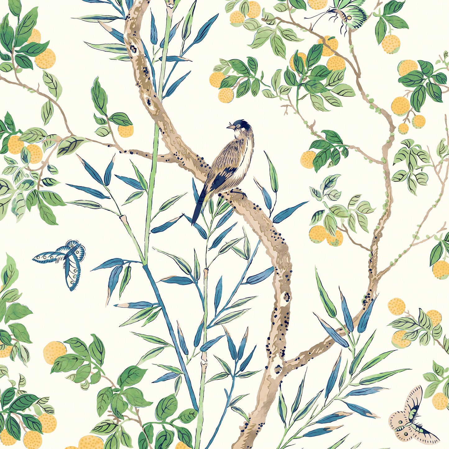 Purchase Thibaut Wallpaper Pattern# T42013 pattern name Claire color Yellow and Navy.