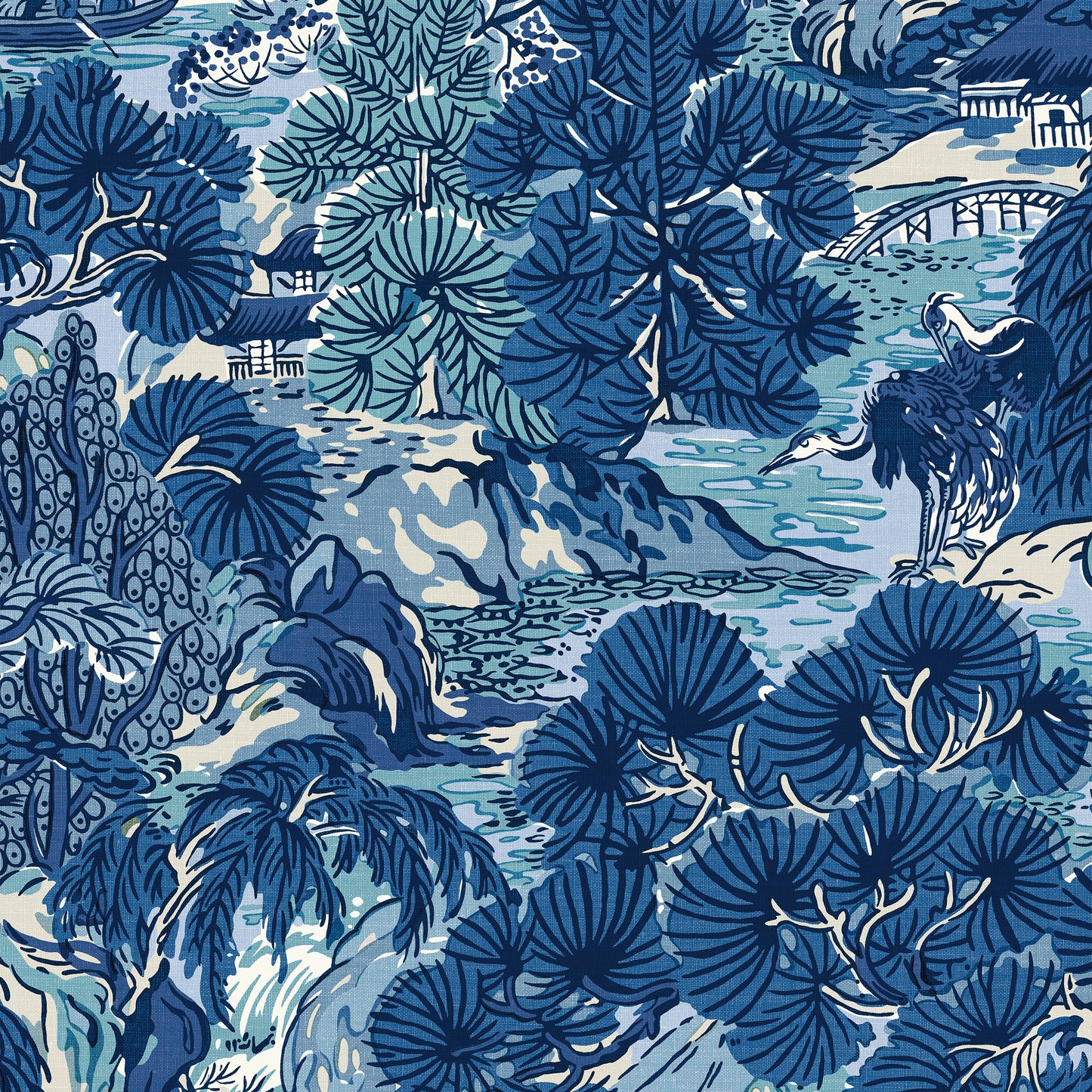 Purchase Thibaut Wallpaper Item# T42023 pattern name Pagoda Trees color Blues.
