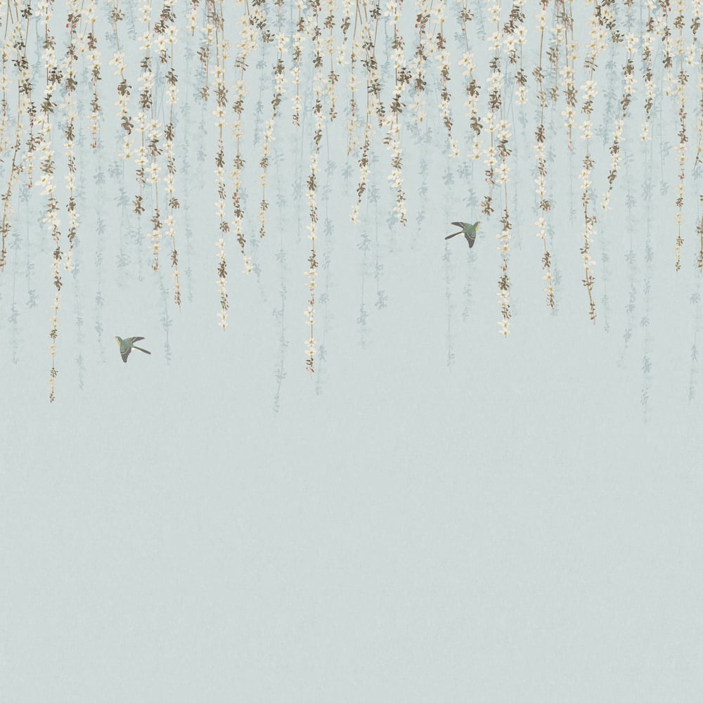 Order Thibaut Wallpaper Pattern number TM24453 pattern name Blossom Mural color name Blue.