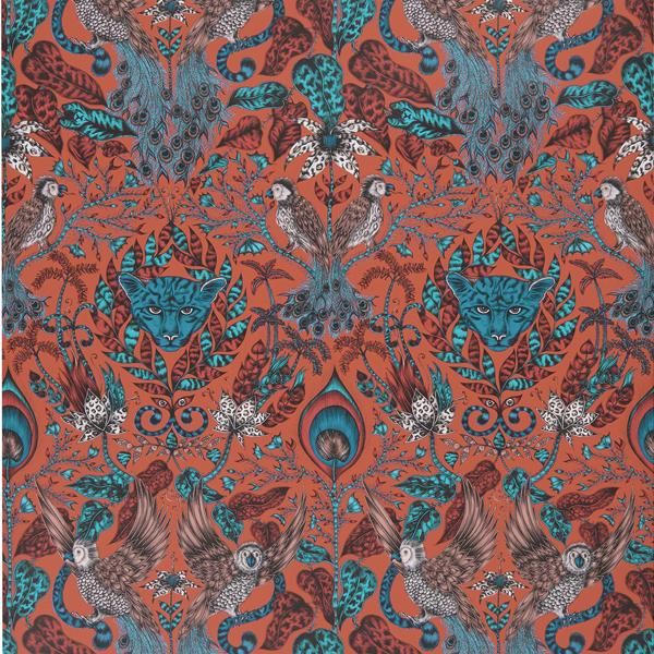 Sample W0098/05 Amazon Red Animals Clarke And Clarke Wallpaper