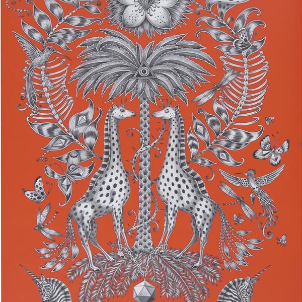 Sample W0102/02 Kruger Red Animals Clarke And Clarke Wallpaper