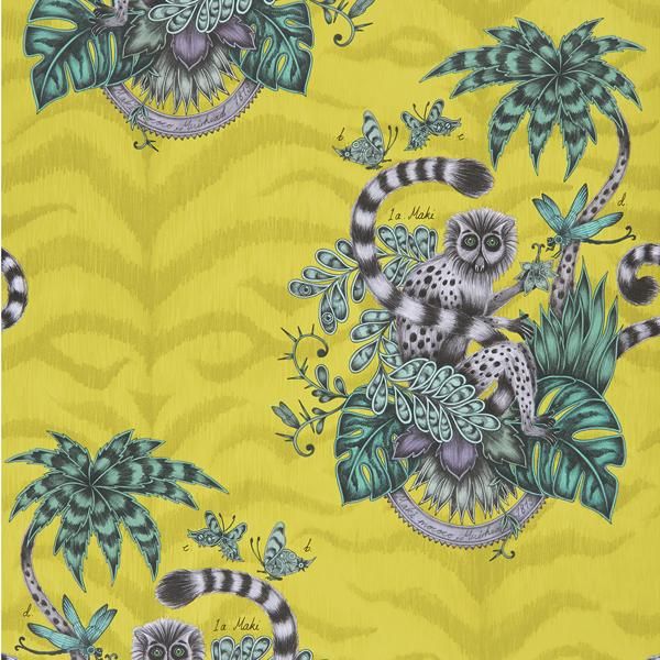 Sample W0103/02 Lemur Green Animals Clarke And Clarke Wallpaper