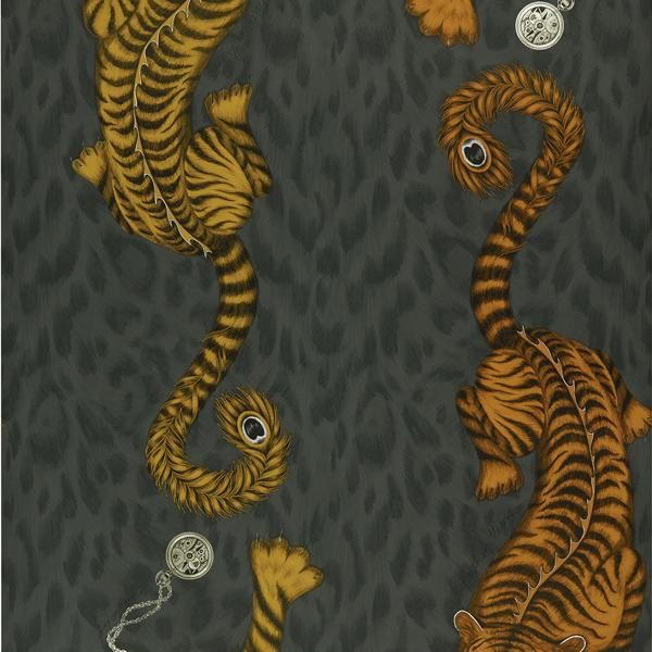 Sample W0105/01 Tigris Red Animals Clarke And Clarke Wallpaper