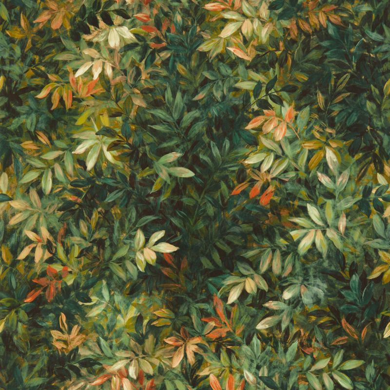 Sample - W0140/02.Cac.0 | Congo, Orange Leaf - Clarke And Clarke Wallpaper