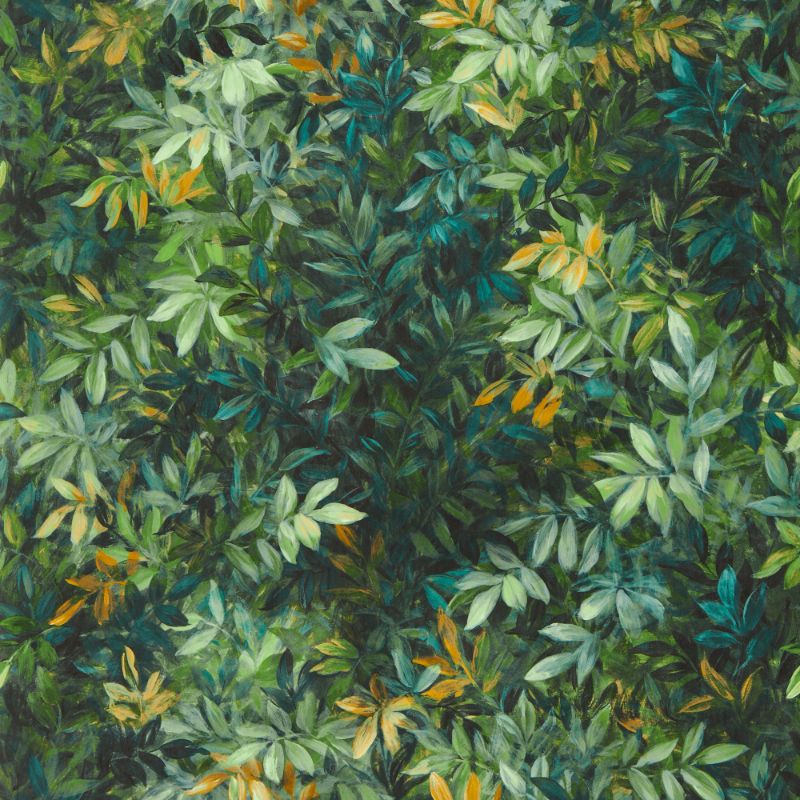 Sample - W0140/03.Cac.0 | Congo, Green Leaf - Clarke And Clarke Wallpaper