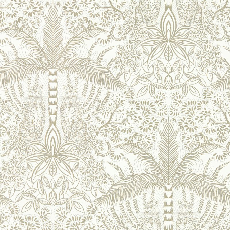 Sample - W0141/03.Cac.0 | Leopardo, Gold Tropical - Clarke And Clarke Wallpaper