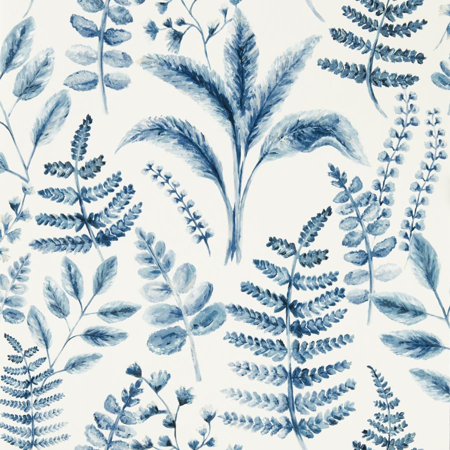 Purchase W0156/01 Bracken, Blue Botanical - Clarke And Clarke Wallpaper