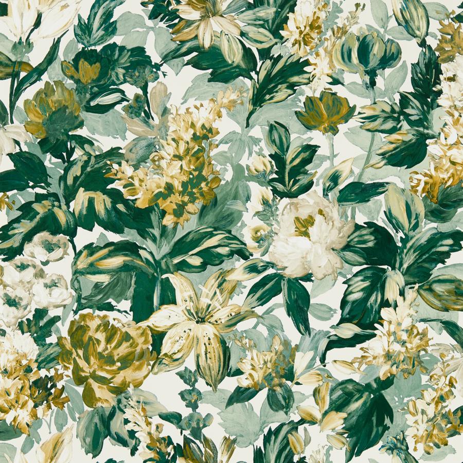 Purchase W0158/02 Lilum, Green Floral - Clarke And Clarke Wallpaper